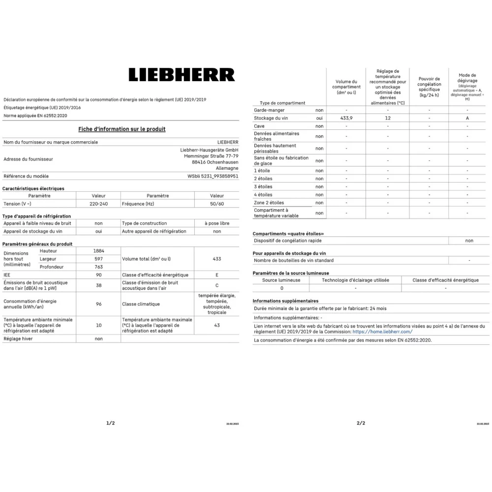 Cave à vin vieillissement LIEBHERR WSBLI5231-20 – Image 9