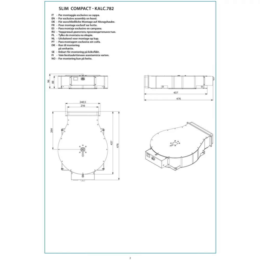 Moteur de hotte FALMEC extra-plat 800 m3/h-MOTSTEL4421 – Image 5