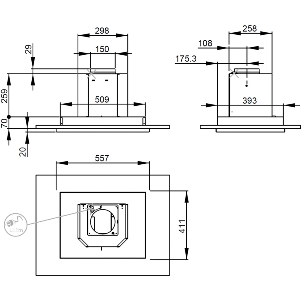 Hotte encastrable ROBLIN ALTIMA 57 INOX SANS MOTEUR – Image 2