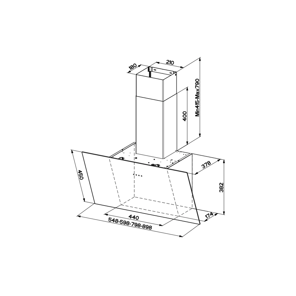 Hotte décorative murale inclinée FABER TWEET 800 NOIR – Image 3