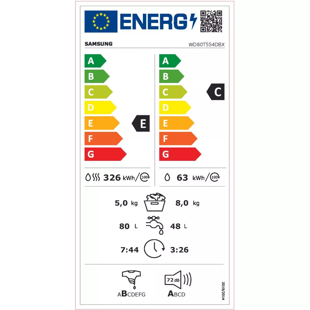Lave linge séchant hublot SAMSUNG WD80T554DBX – Image 11