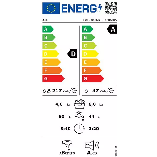 Lave linge séchant hublot encastrable AEG LWG88416BI – Image 5